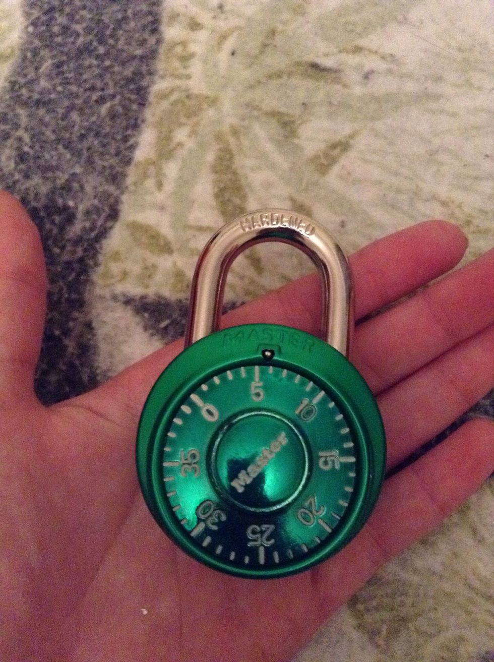 If you get a lock for your locker, which you should, I suggest it to be brightly colored so you can spot your locker easily. My locker is dark green so the bright green is perfect