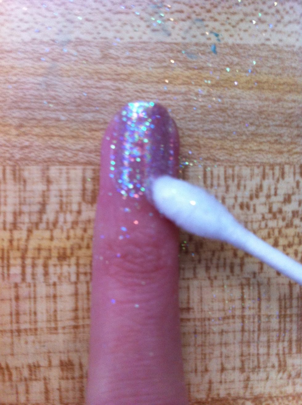 If you get any glitter around your finger, just take a q-tip and wipe it off.