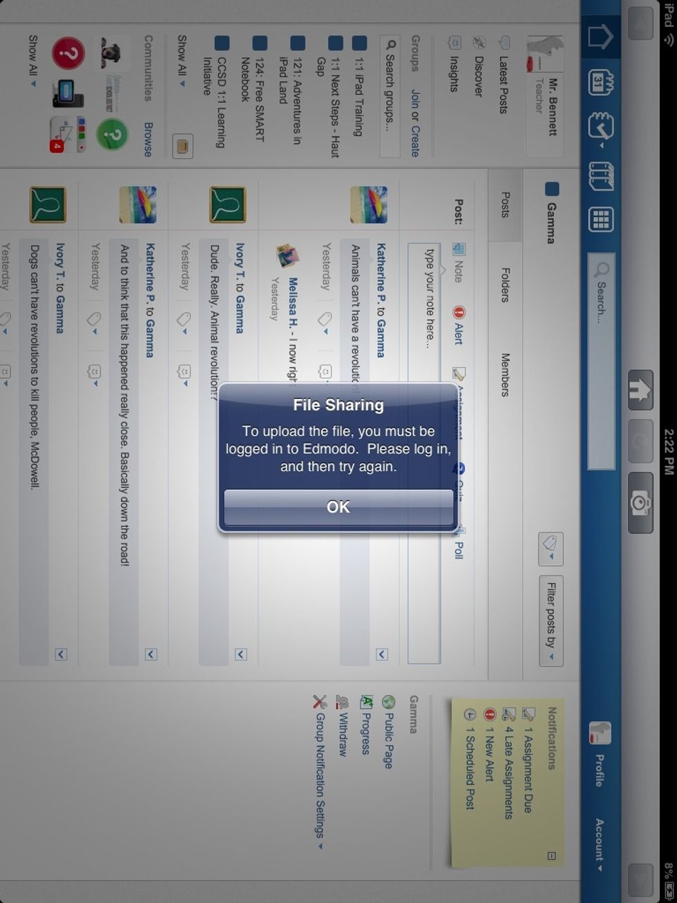If you get this error, no worries.....just login to the Edmodo app.