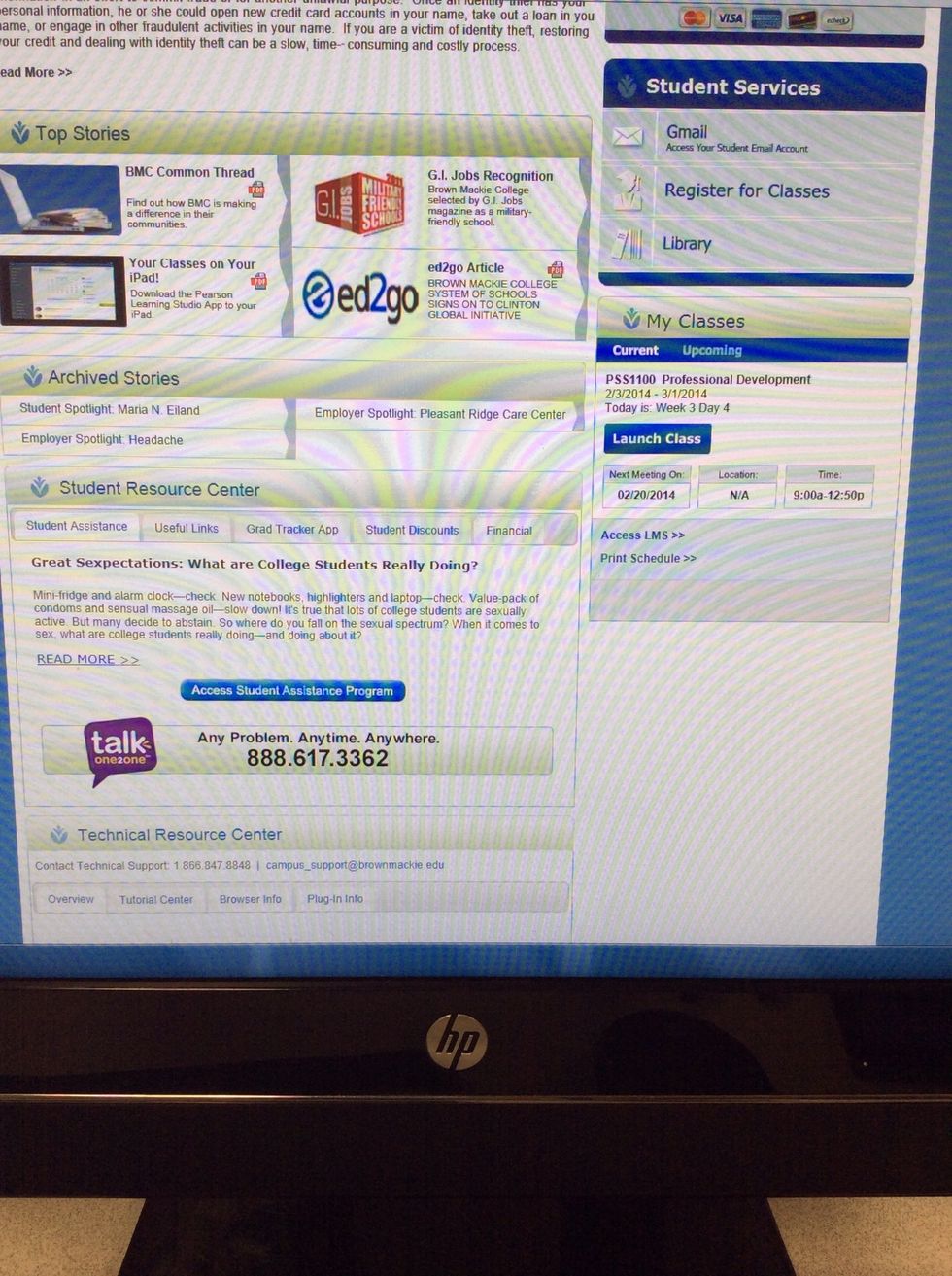 If you go back to your first page, this is where you can locate your student library, which will give you lots of resources. Also, on this page is where you can locate Technical Resource Center.
