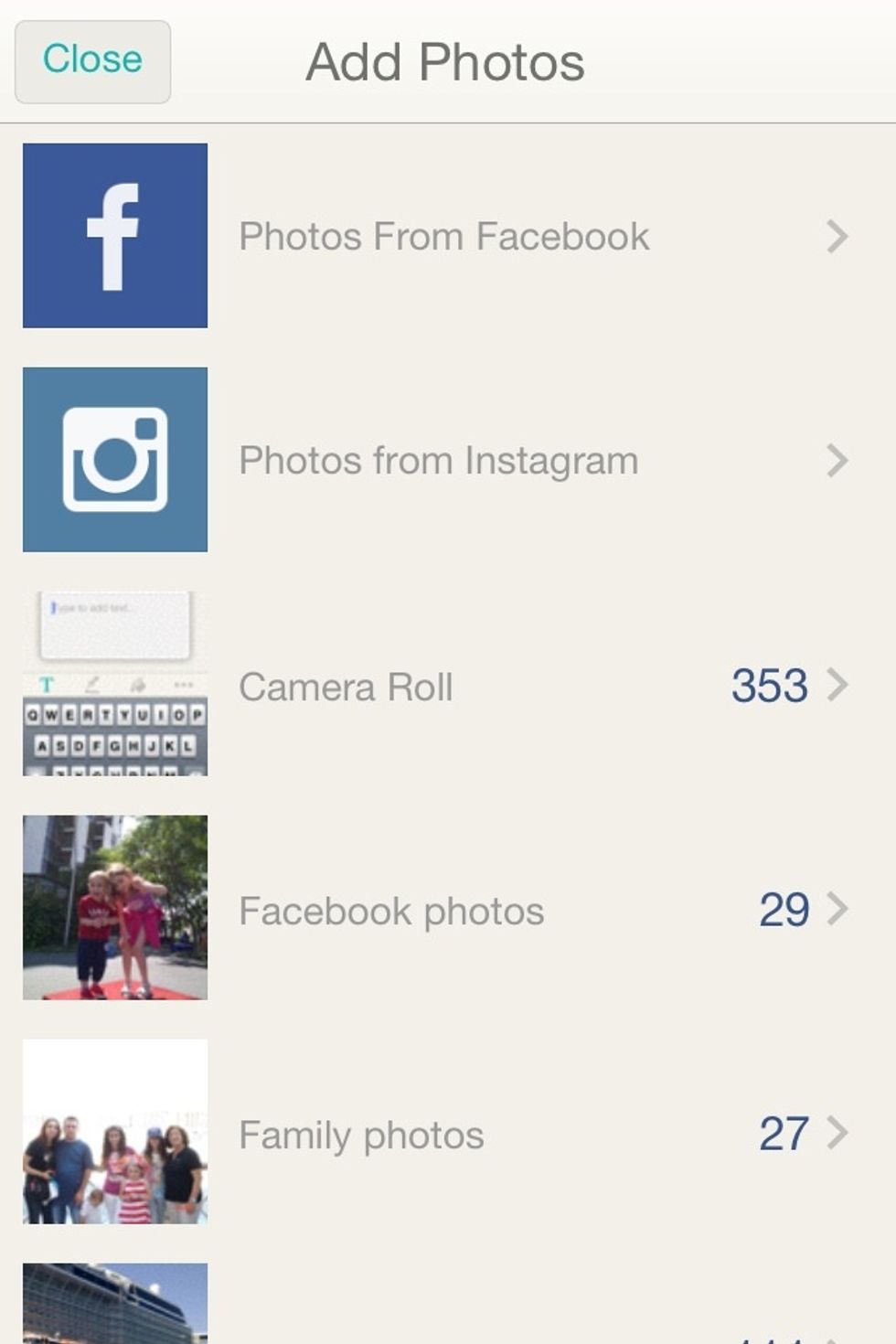 If you go to add photo this will come up