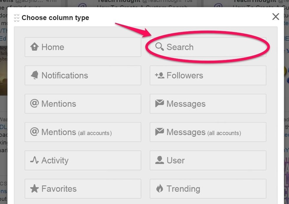 If you have a specific hashtag "#" that you'd like to follow, select Search.