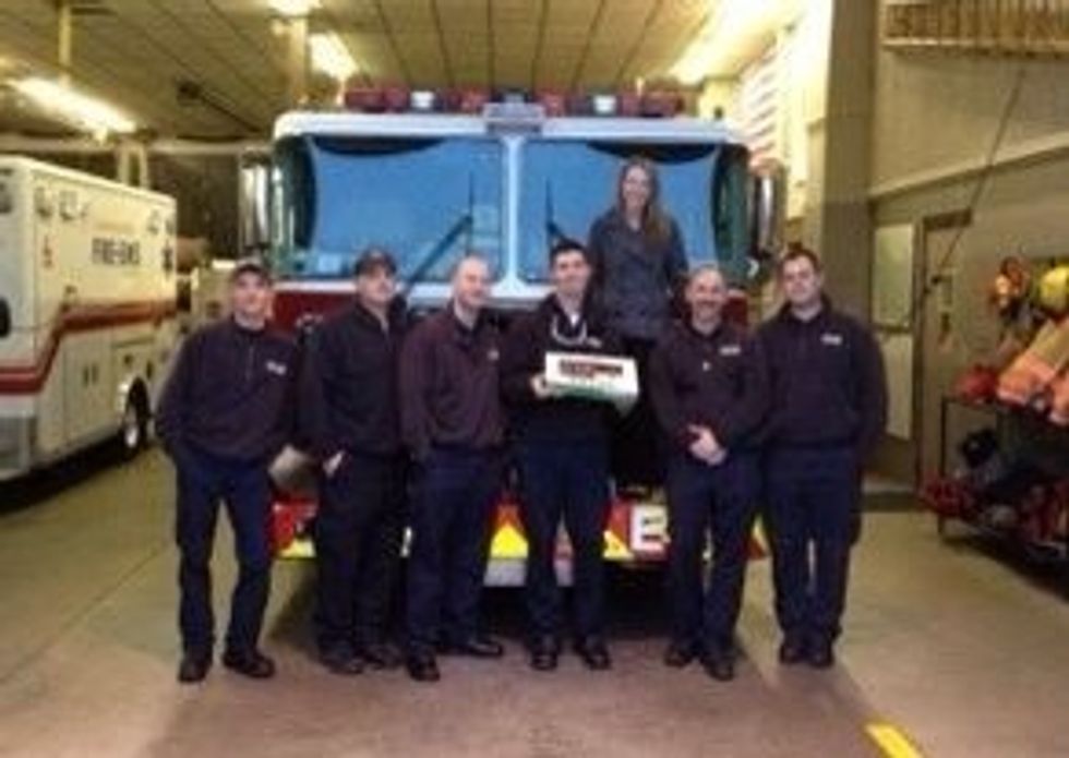 If you have awesome firefighters like I have, they will take a photo with you standing on their fire truck (and offer to catch you if you fall!)