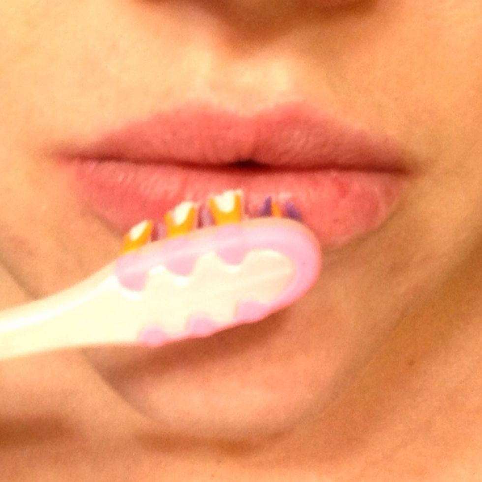 If you have extremely chapped lips you can scrub softly with a soft toothbrush. ( do not use a firm toothbrush or press super hard! You will damage your lips. )