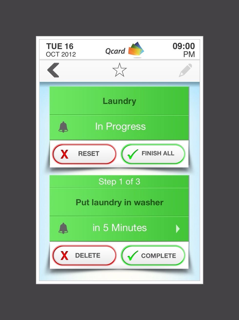 If you have finished putting the laundry in the washer, tap on "Complete"