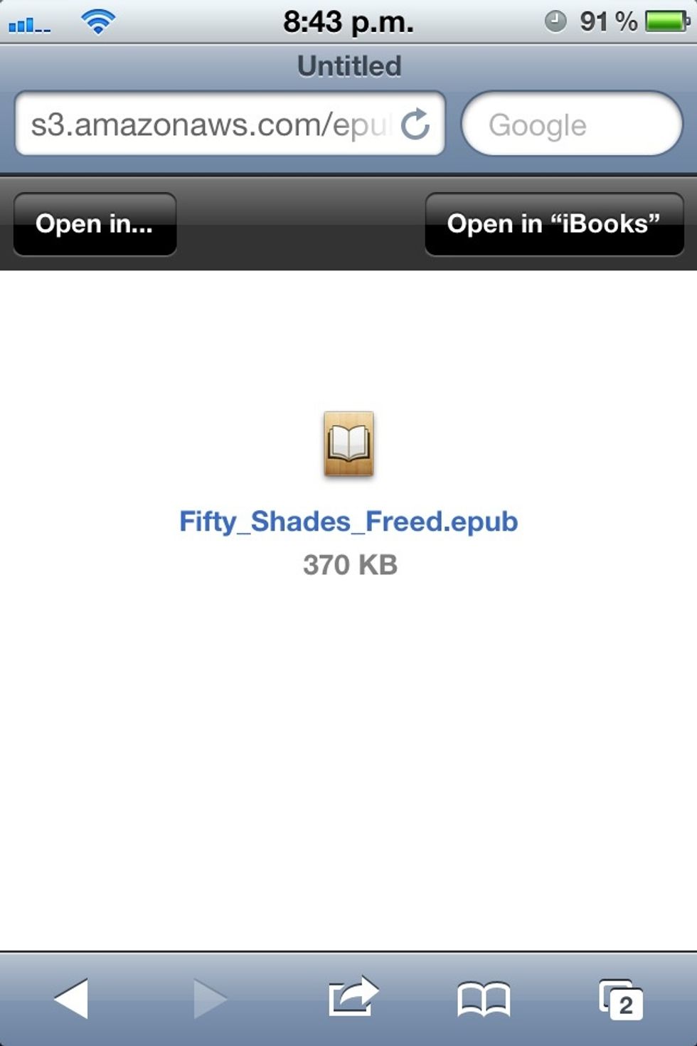 If you have iBooks installed, click open in iBooks. If not, click open in... And choose your preferred app.