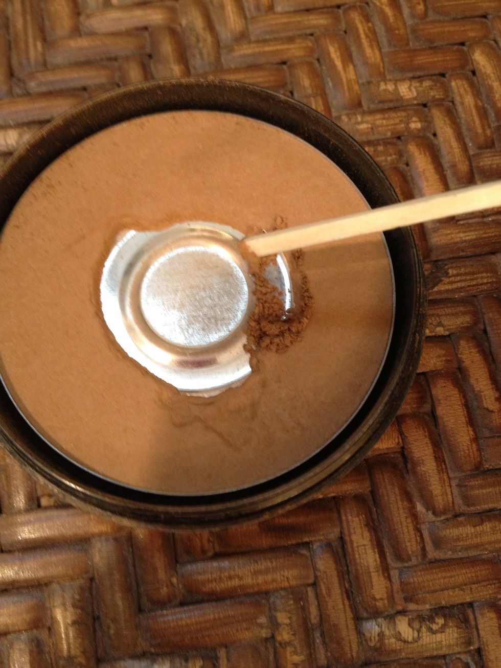 If you have pressed powder, lightly scratch some off. Start w/ a small amount add to moisturizer. You don't need as much as you think& can always add more