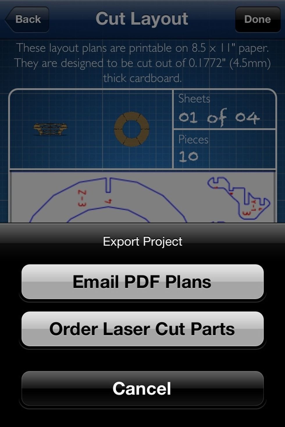 If you hit the send icon toward the button you'll find a couple of ways to get parts made. Email it to yourself or actually order parts made for you by mail.