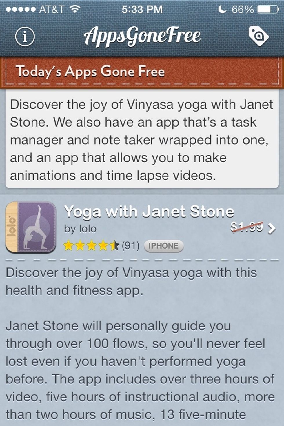 If you know of an app you'd like to have for free but it isn't free. Here's something you can do. Tap the icon in the upper right corner of the app.