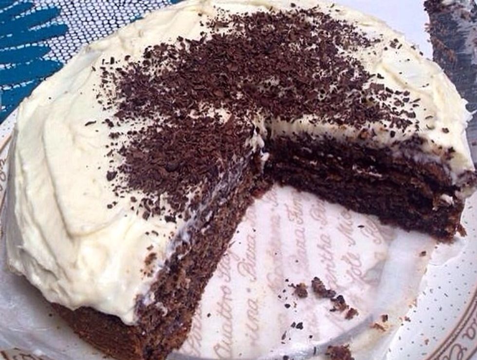 If you like you can sprinkle chopped chocolate on top. It's another 20 grams or so.