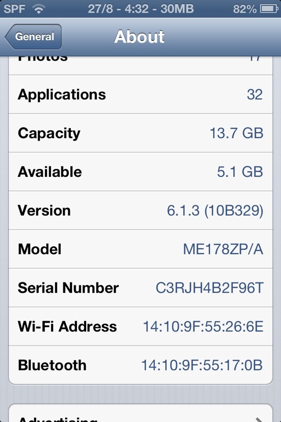 If you look in the version part you will see your ios version, my one is version 6.1.3,then type in on PC YouTube how to jailbreak ios what version you are then find a video