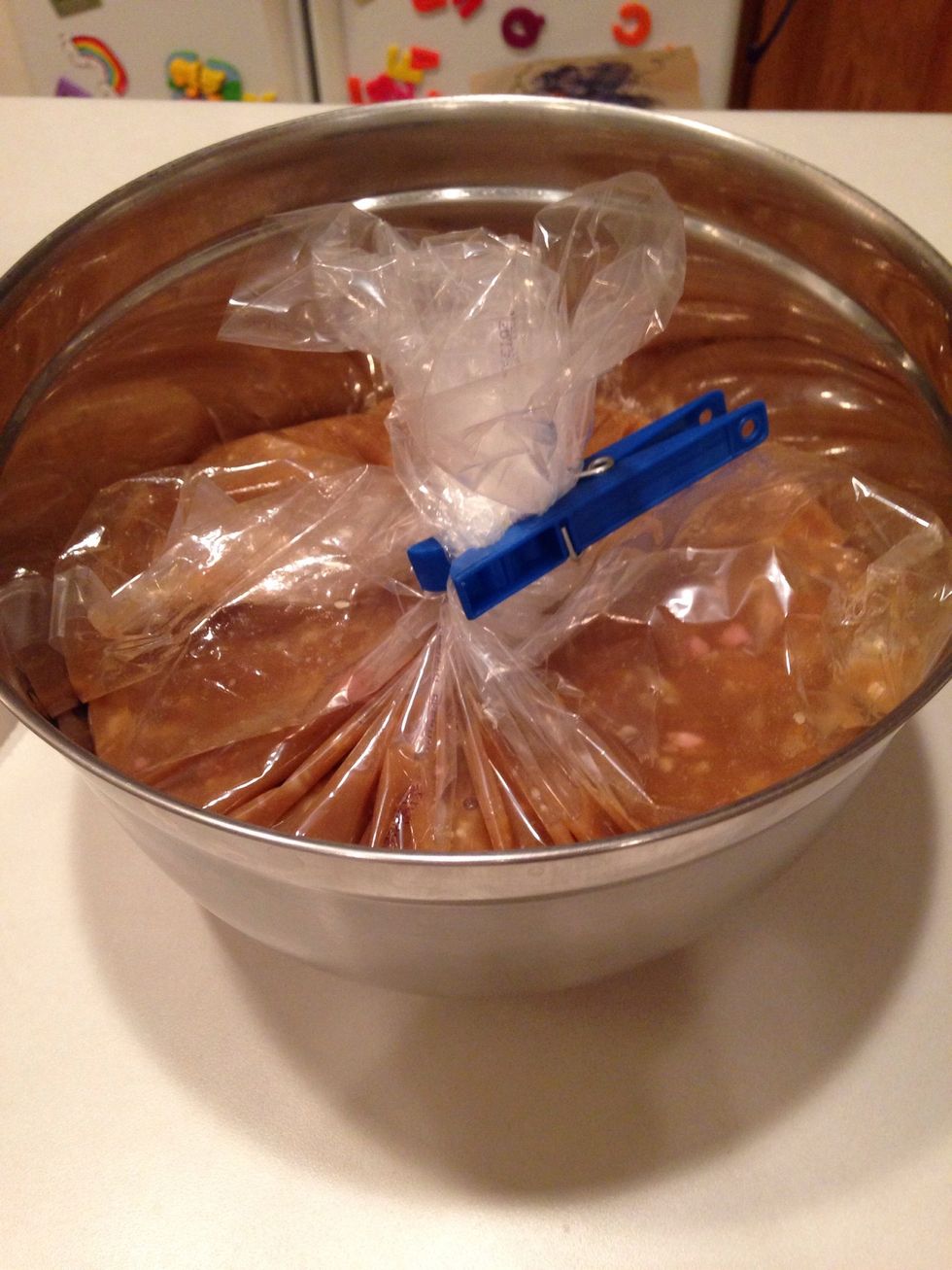 If you make this ahead of time, even the night before, you can put your crockpot bag in the fridge. I tie off the bag with a clothespin to keep it sealed.