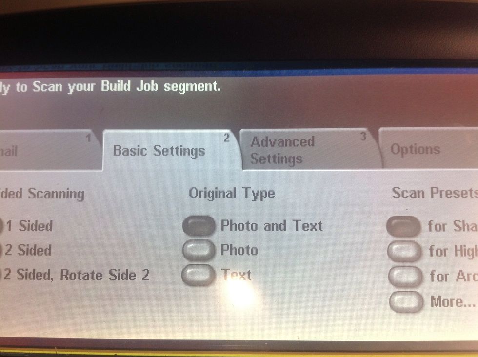 If you need to make two-sided copies, or need to lighten the image, select basic or advanced settings.