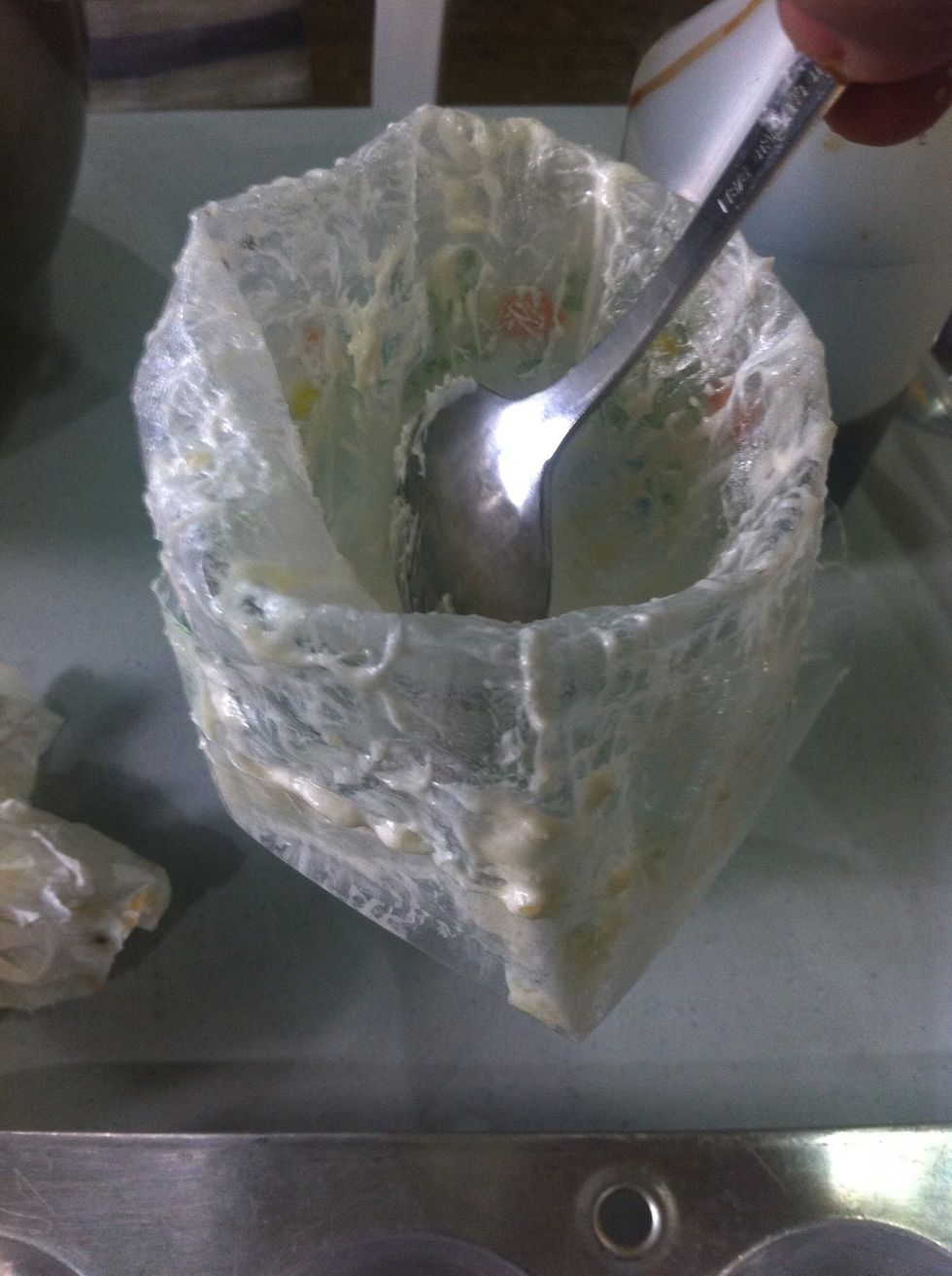 If you need to re-fill the pastry bag just do the same from the start. Easy and mess free! :) Esp. on the baker's hand!:) Like, Comment, Share and Follow for more tips and recipe - by: SpoonKick