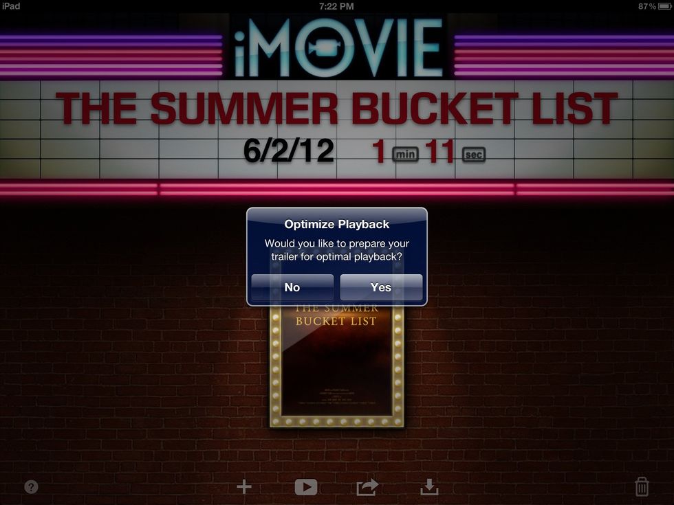 If you press the "play" button, you will see the the following message. I recommend pressing yes, this will compress the video into the best format for playback.
