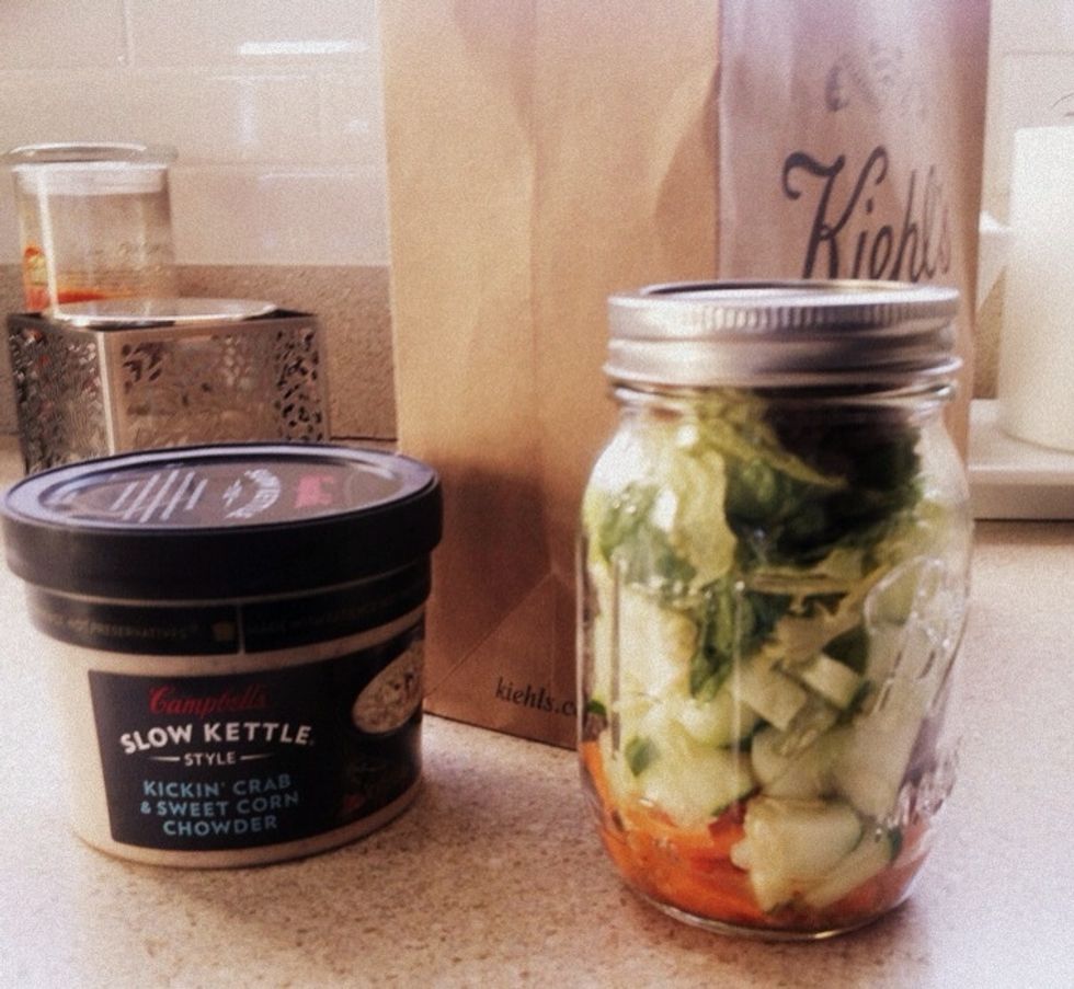 If you're like me, lunch is whenever you can get it. Grab your Mazy Salad and keep it moving. Everything is in one re-useable container. And it's crunchy until you're ready to eat it.