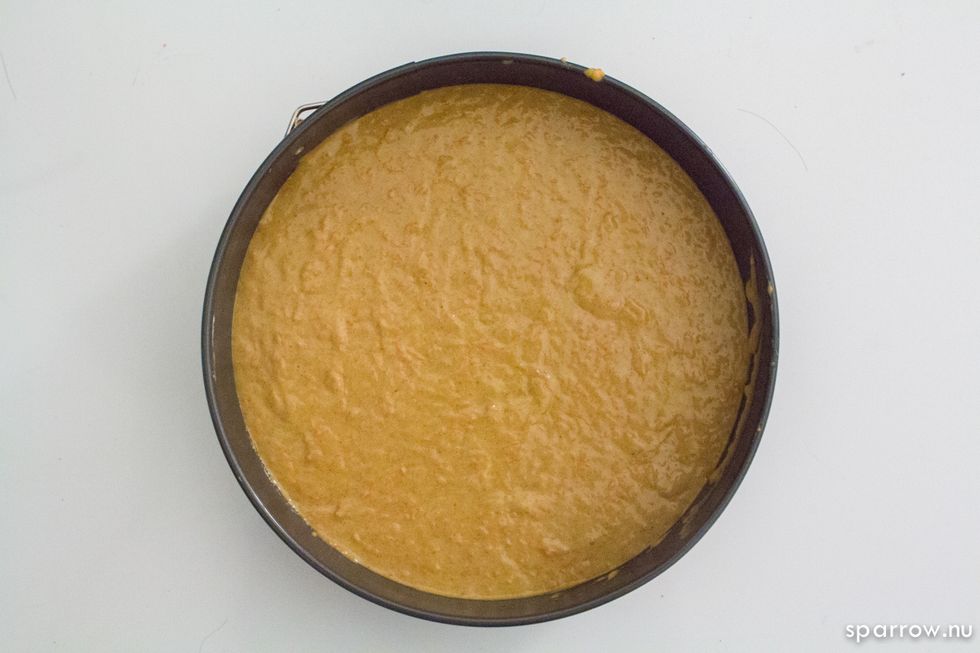 If you're making: Cake - Fill the cake pan (I used 9 inch cake pan) with the cake batter. Bake for 40 minutes, or until cake tester comes out clean.