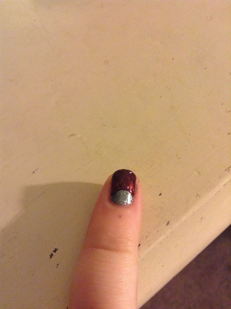 If you're using a sticker you just have to paint your nail. If you did it freehand, fill in either the circle, or the rest of your nail.  If you want, you can find my guide on doing Half Moon nails.