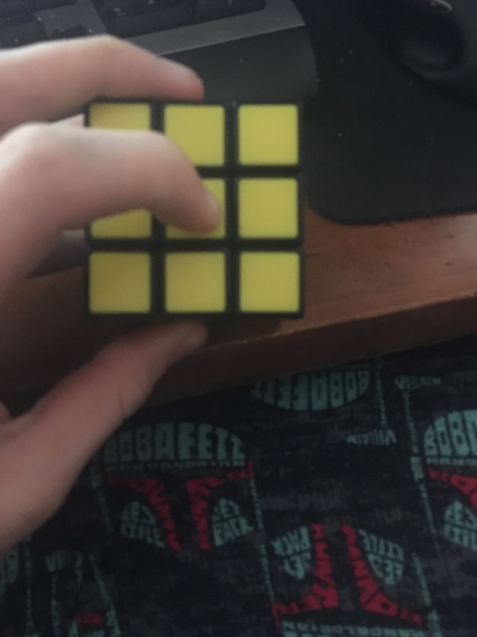 if you're yellow middle piece looks like this, use F+U+R+Ui+Ri+Fi