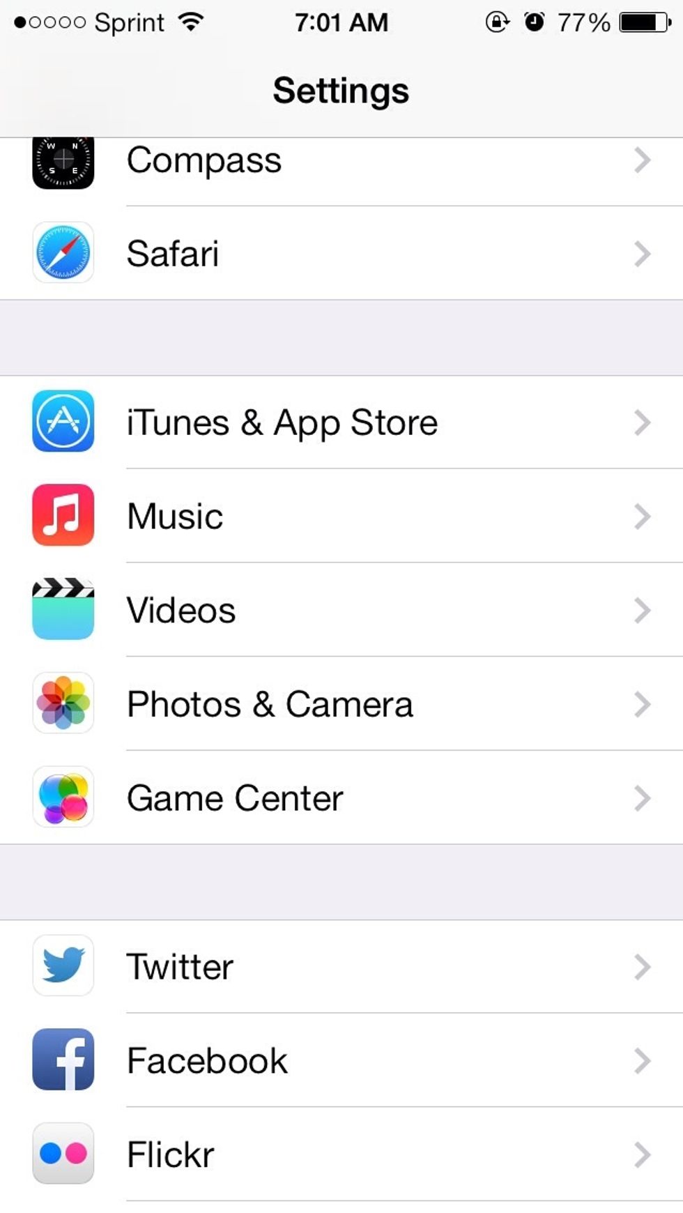 If you scroll down you will soon find an section like this. Click on the photos and camera section