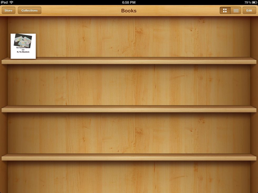 If you send the book to iBooks, you will see your bookshelf in the iBooks app and your book should be on the shelf.