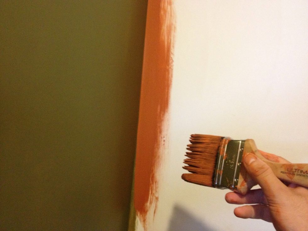 If you skipped the first stroke & went right to the corner, you most likely had too much paint on the brush & now have a build up right on the edge, good like smoothing it out without making a mess!