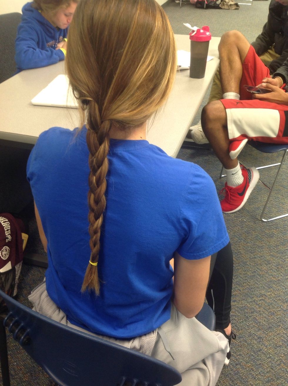 If you start hitting layers and the hair won't lay down don't panic! Once you're completely finished tie off the hair with a pony tail and tuck in the layers! And finally, you're finished!