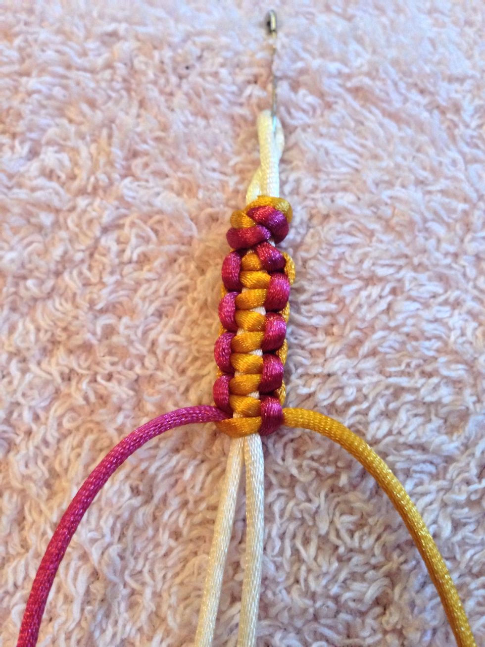 If you turn your work over you'll notice the colours are reversed on the other side. Please ask me anything you don't understand. HAPPY BRAIDING FRIENDS!