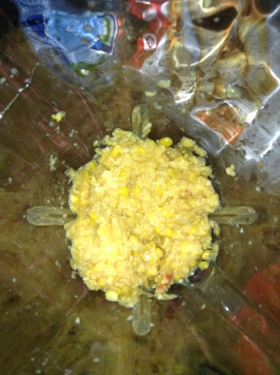 If you use whole corn, blend it once or twice to get it a little more mashed