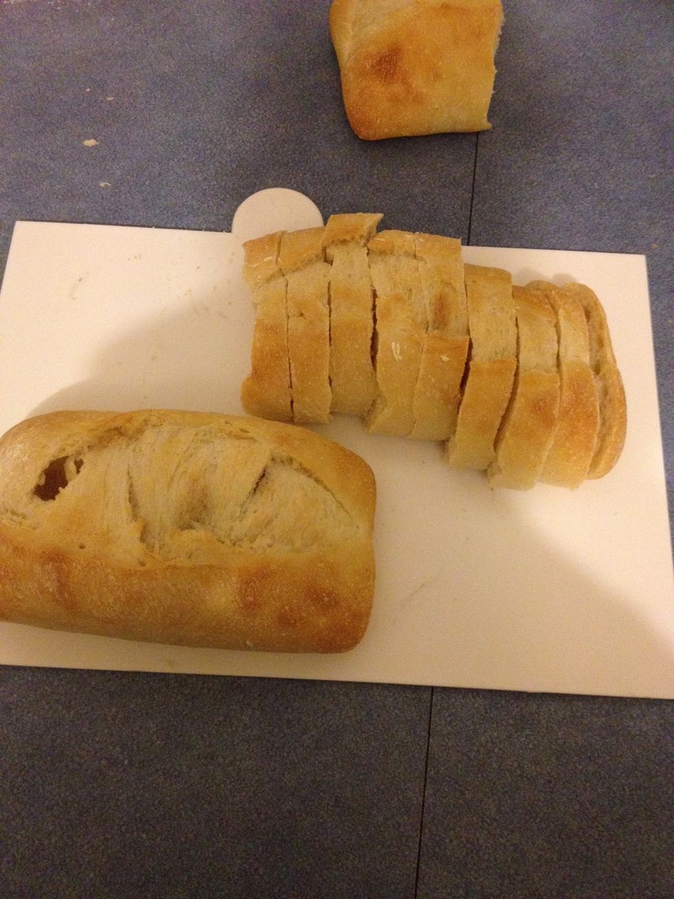If you've chosen to toast some bread, cut it up now.