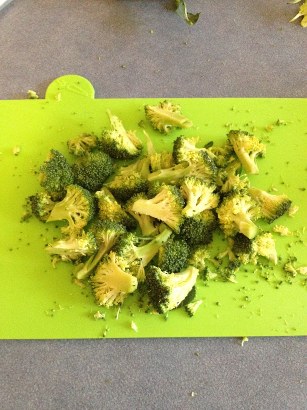 If you've decided to add the broccoli chop it up. It's up to you how much you want. I've just done an average head of broccoli. Either steam or boil the broccoli. Up to you. I always steam it.