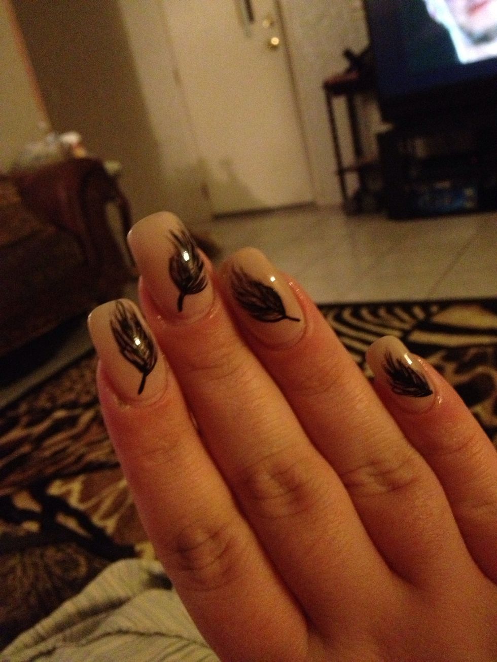 If you want add feathers to all your nails