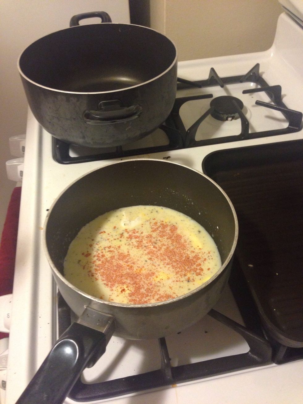 If you want Cajun style Alfredo, add a pinch of cayenne pepper.