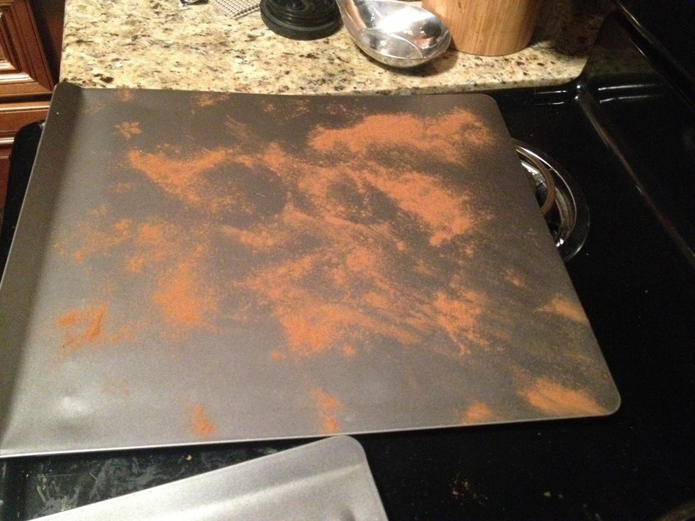 If you want cinnamon on both sides of the chips, you can add cinnamon to the baking sheet before placing apple slices to the sheet.