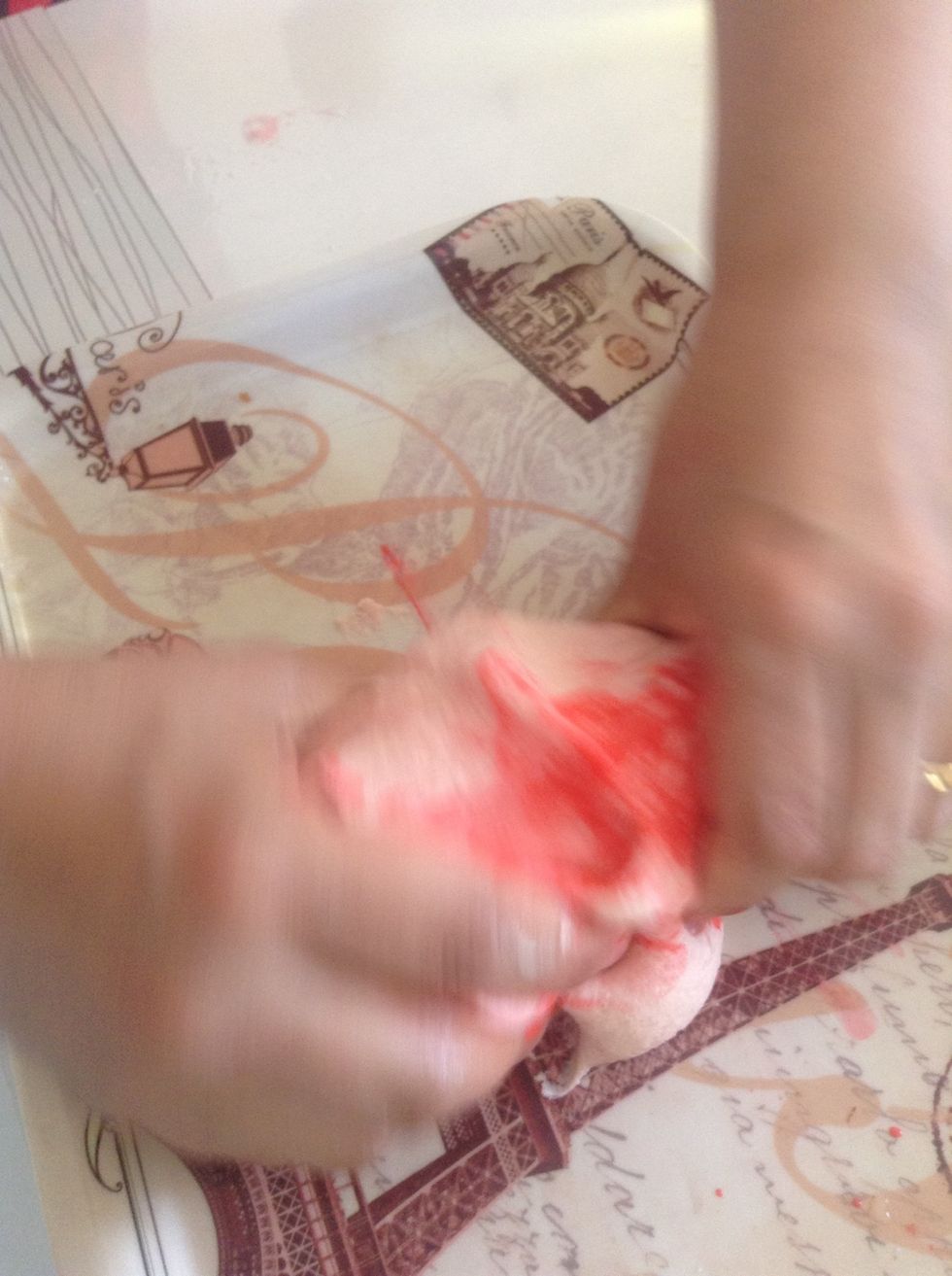 If you want more colors so put some water colors or food colors on your hand and mix it.