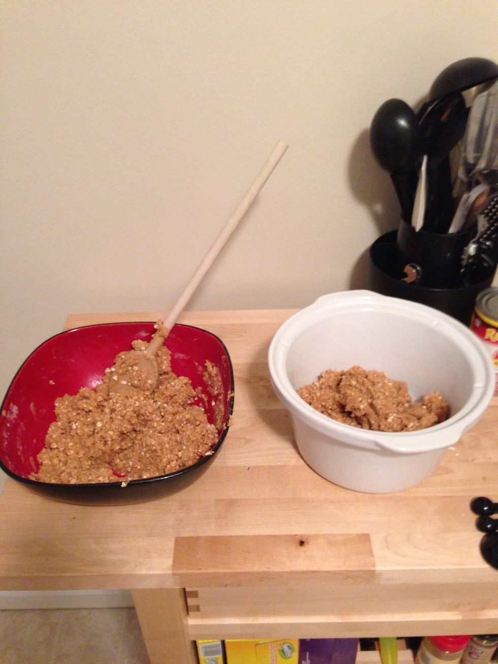 If you want to create two different types of cookie, split the mixture in half. If you don't, ignore this step.