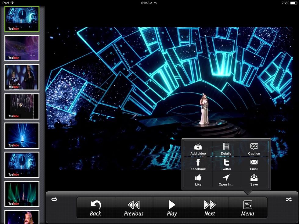 If you want to download a video to your camera roll, click on the Menu icon, and it will give you several options. You can download it to your device, or share it to Facebook, Twitter, Dropbox, etc.