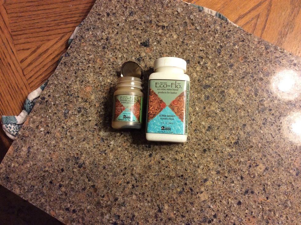 If you want to stain and finish  then grab a bottle of leather stain and finisher (super shene). (I had to use hi-lighter instead of stain.)