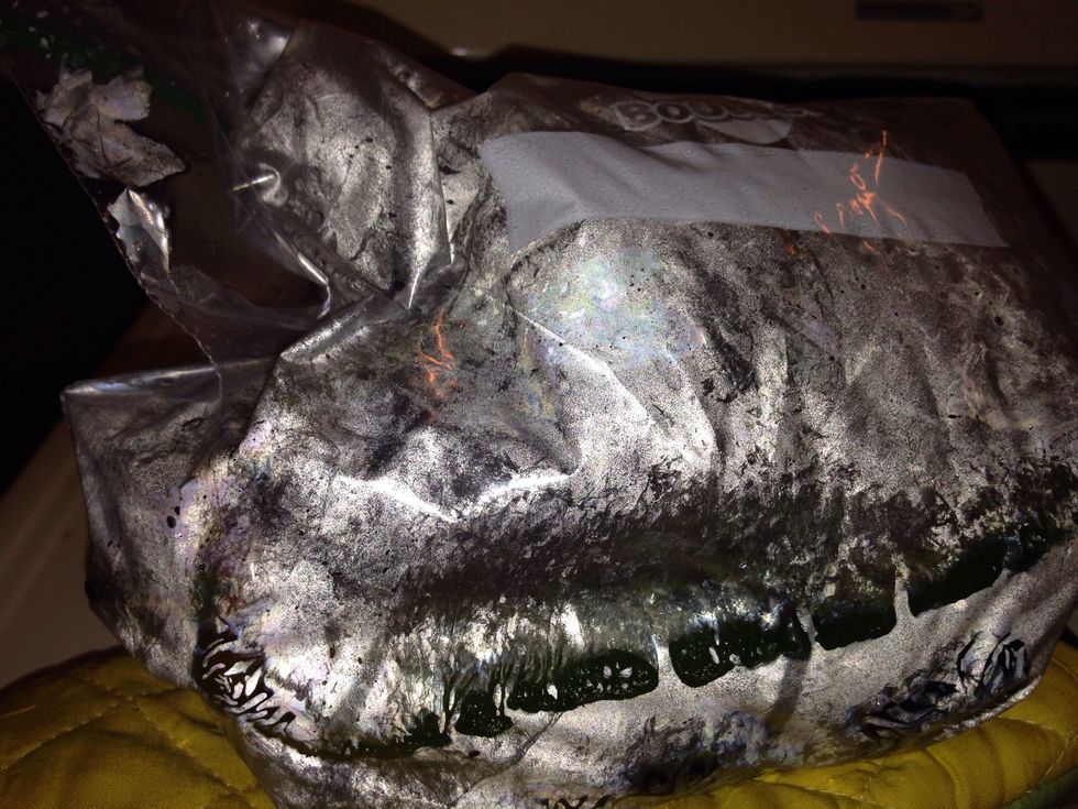 If you want to take off the waxy skin, like on a red pepper or a poblano, put in a zip lock bag to steam. After ten minutes it's easy to peel off.