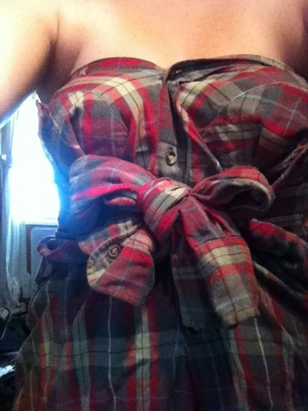 If you want you can tie Them into a bow after you tie them together, But The longer sleeves you have, the more beautiful Bow you get :)