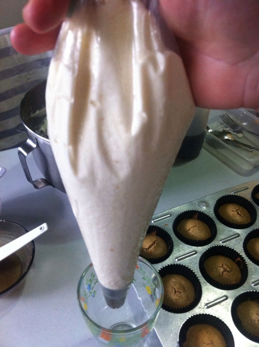 If your about to lift the pastry bag do it gently and slowly so.. the frosting will not drip into the glass.
