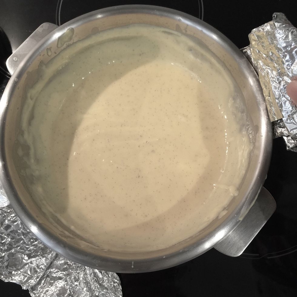 If your bowl doesn't have handles. You can always make a long band of foil to put under the bowl. very important to b able to take off the bowl quickly if the cream becomes too Thick..It goes fast