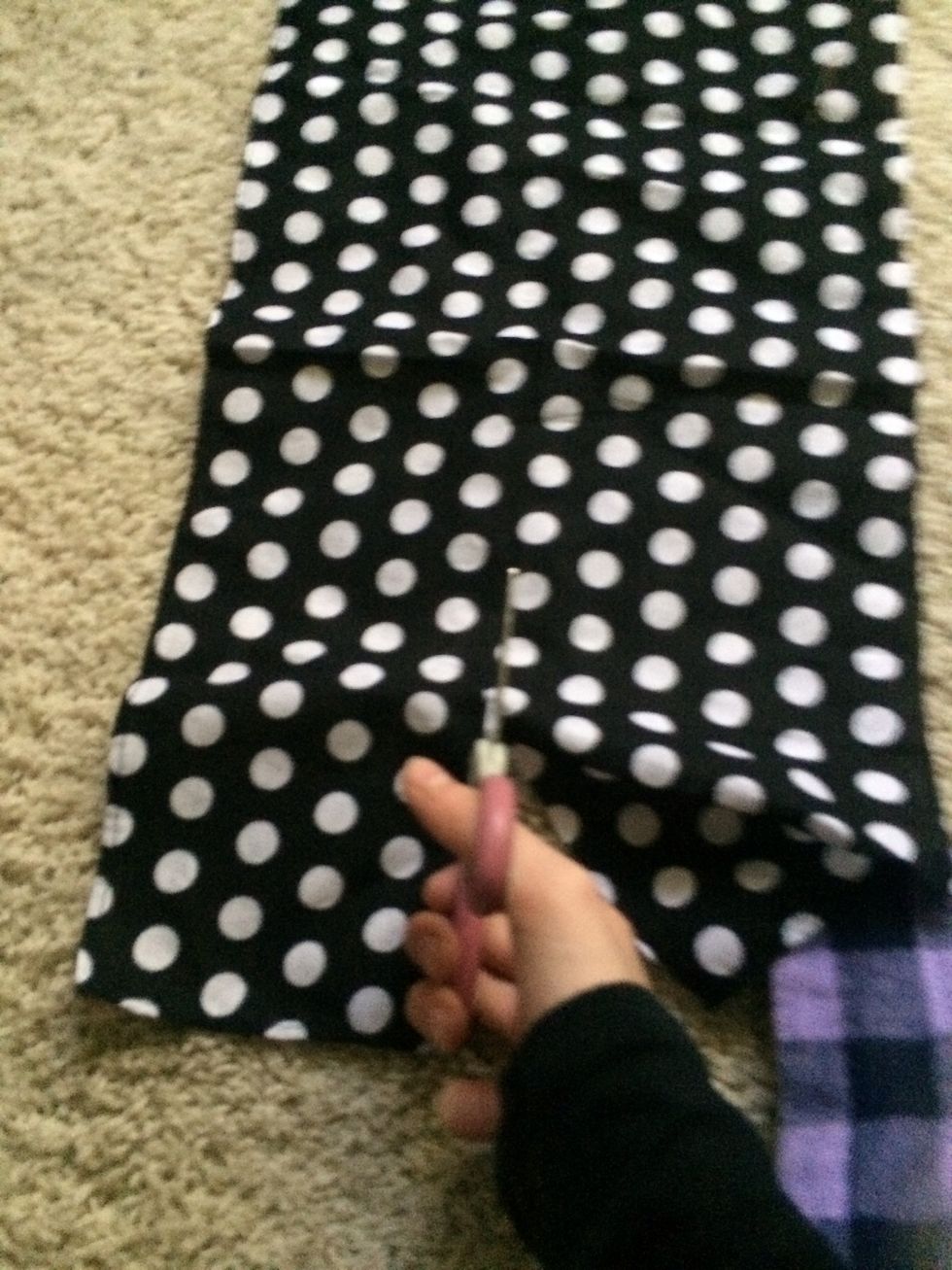 If your fabric has creases cut along them. If not make sure it is long.