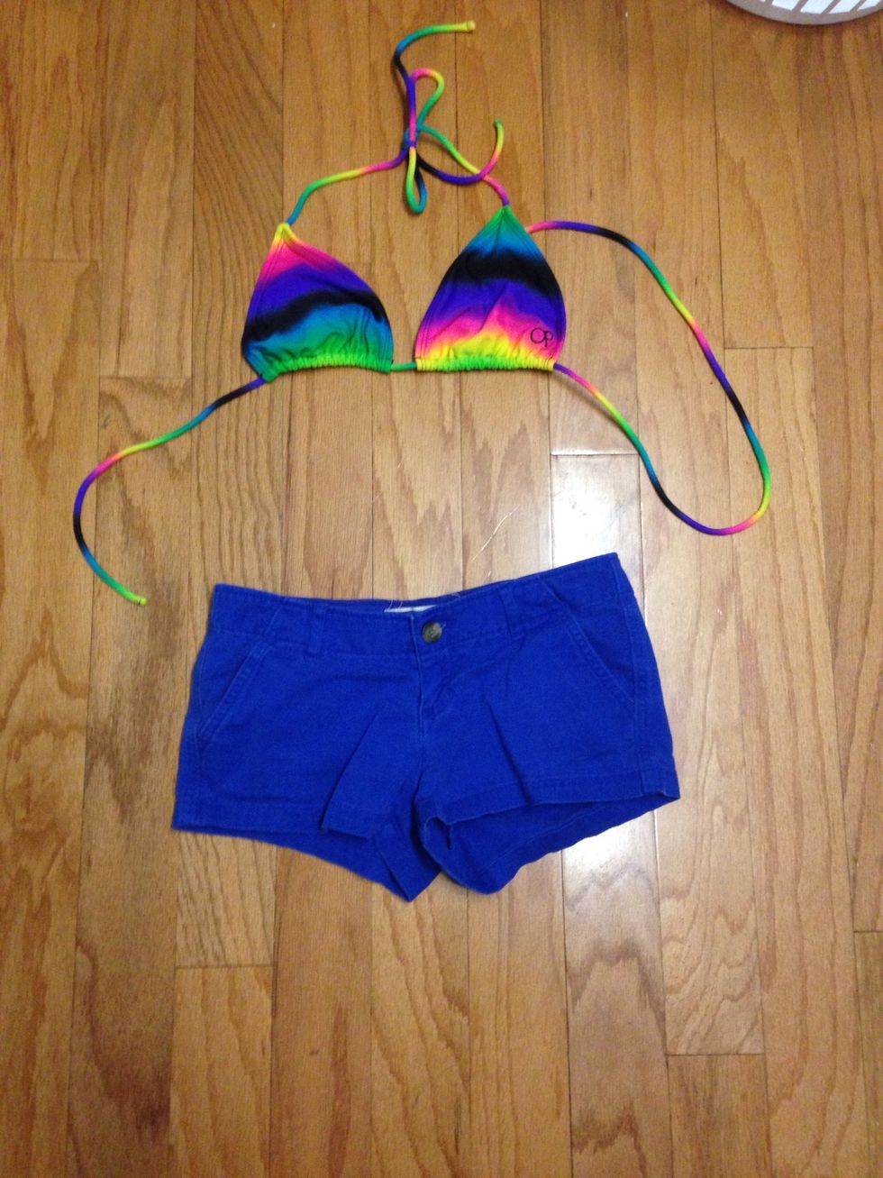 If your going for a walk on the beach I suggest shorts and a bathing suit top or like a big tshirt or a tank top something comfortable