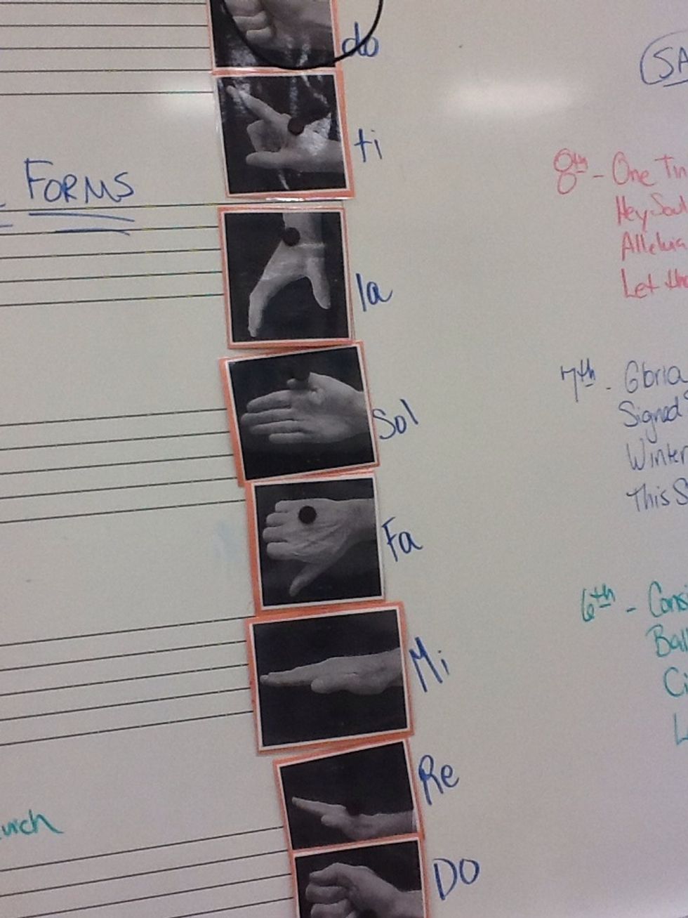 If your in choir make sure to see if your teacher has a Solfege poster. Here's Mrs. Gillien's Solfege poster!