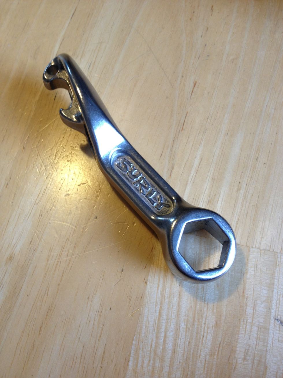 If your wheels are bolted on you'll need to carry a 15mm hex wrench. The one shown here, the Jethro Tule by Surly, is beefy yet compact.