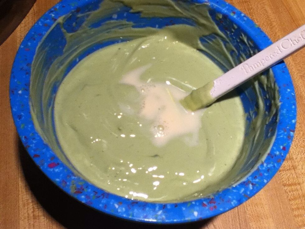 If your yogurt mixture looks too thick for the ice cream machine, add in a few dashes of milk to thin it out, but don't add too much.