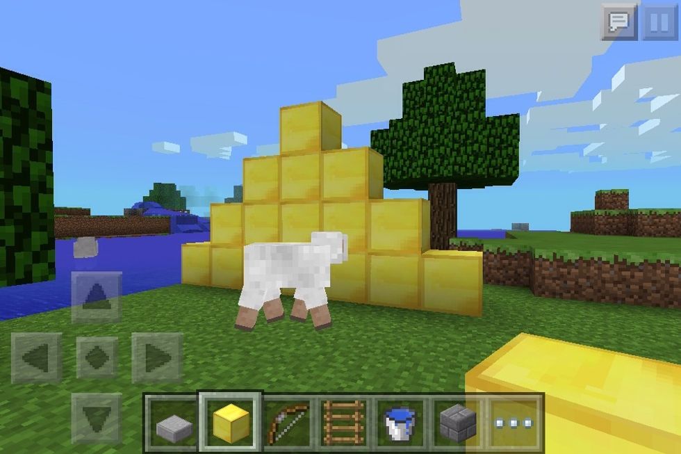 (Ignore the sheep) build a pyramid like this.
