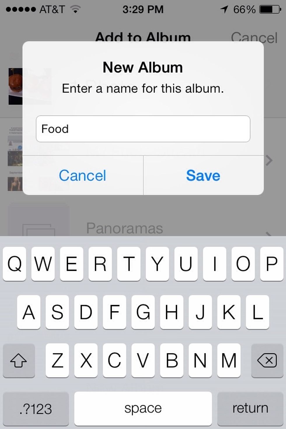 Ill name this folder "Food" then tap "Save". The picture will fly right to the new folder or the folder you selected.
