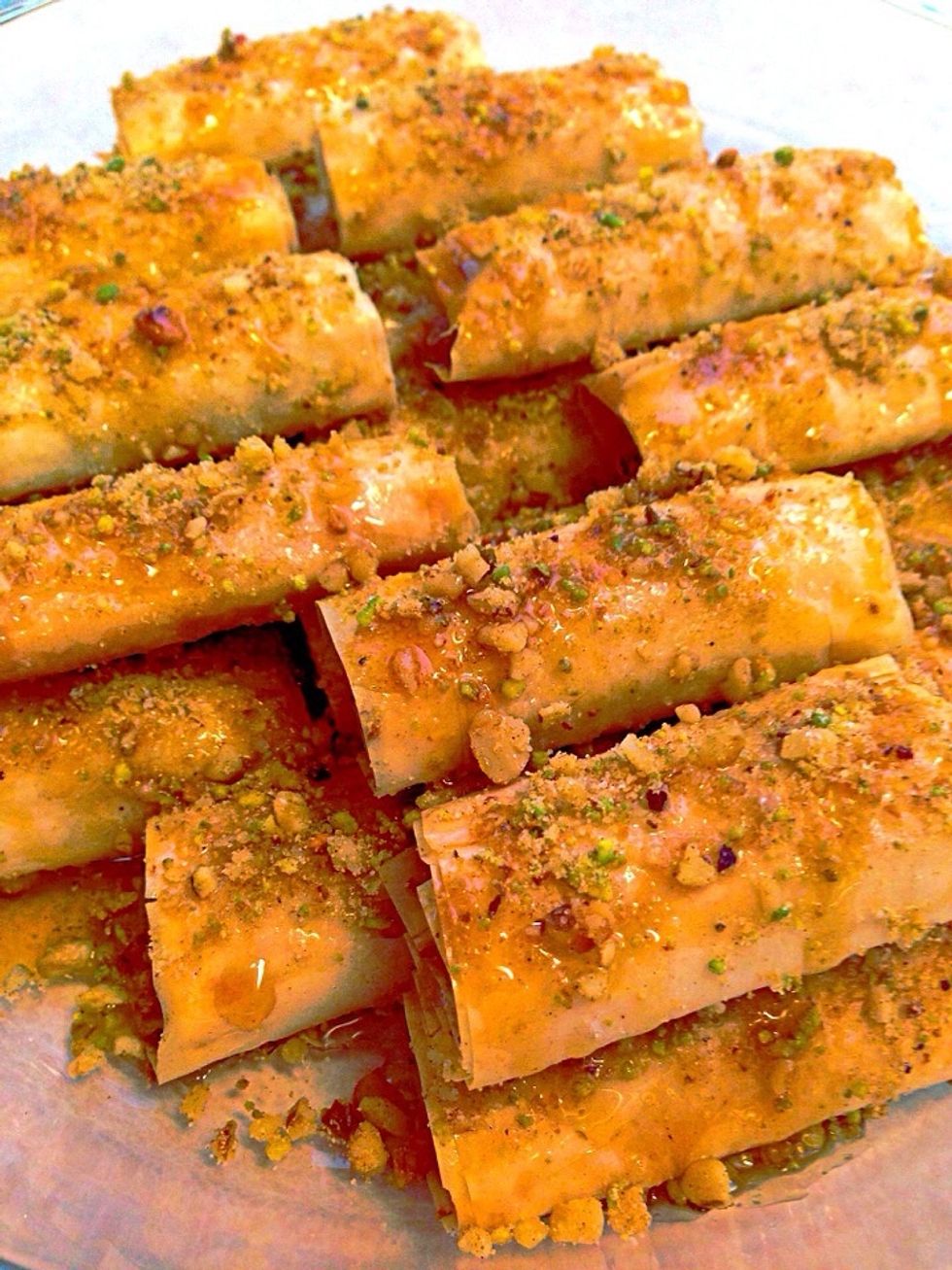 Heat honey in the microwave to make it liquid sprinkle on top and